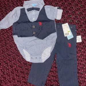 US POLO ASSN. Navy Blue 3-6M Matching Set
